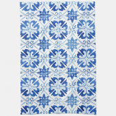 Blauwe mediterrane Tegel Theedoek