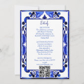 Blauwe mediterrane tegels allemaal in één bruiloft kaart (Achterkant)