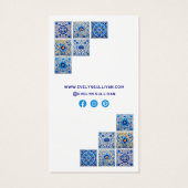 Blauwe mediterrane tegels bijsluiter visitekaartje (Achterkant)