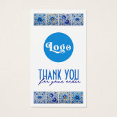 Blauwe mediterrane tegels bijsluiter visitekaartje (Voorkant)