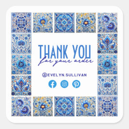 Blauwe mediterrane tegels dank u sticker