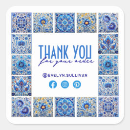 Blauwe mediterrane tegels dank u sticker