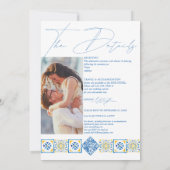 Blauwe Mediterrane Tegels Lemon Alles in één bruil Kaart (Achterkant)