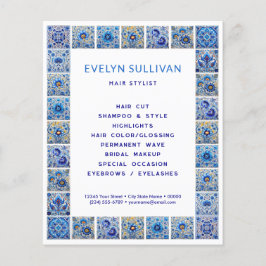 Blauwe mediterrane tegels lijst flyer