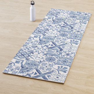 Blauwe mediterrane tegels vintage  yogamat
