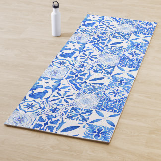 Blauwe mediterrane tegels vintage  yogamat