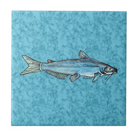 Blauwe Meerval Tegeltje (Voorkant)