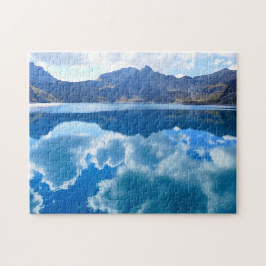 Blauwe meerwolken landschap legpuzzel (Horizontaal)