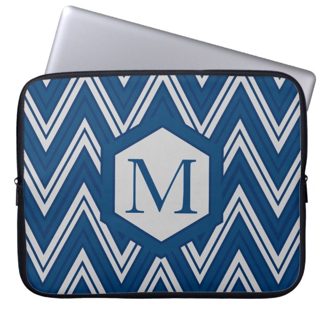 Blauwe meetkunde laptop sleeve (Voorkant)
