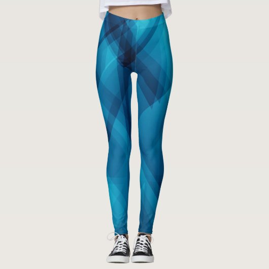 Blauwe meetkunde leggings (Voorkant)
