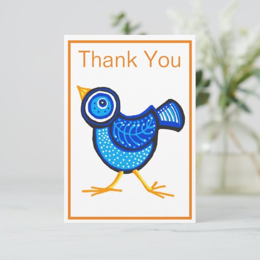 Blauwe meid Dank je Bedankkaart (Staand voorkant)