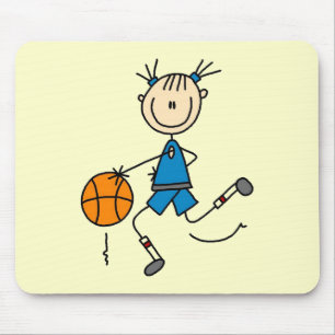 Blauwe Meisjes Basketbal T-shirts en Cadeaus Muismat