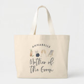 Blauwe meisjes moderne manuscriptmoeder van het gr grote tote bag (Voorkant)