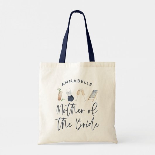Blauwe meisjes moderne scriptmoeder van de bruid tote bag (Achterkant)