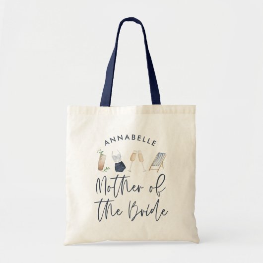 Blauwe meisjes moderne scriptmoeder van de bruid tote bag (Voorkant)