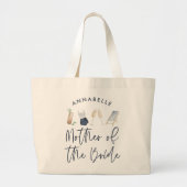 Blauwe meisjes moderne scriptmoeder van het bruid grote tote bag (Voorkant)