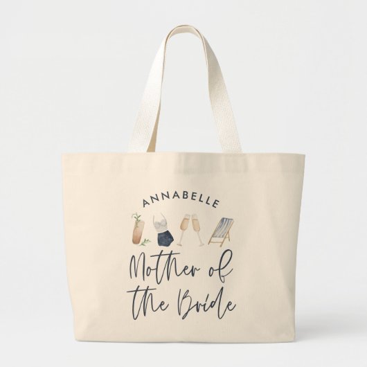 Blauwe meisjes moderne scriptmoeder van het bruid grote tote bag (Voorkant)