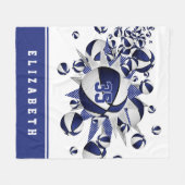 blauwe meisjes sportkamer decor basketballen sterr fleece deken (Voorkant (Horizontaal))
