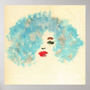Blauwe meisjesafdrukken poster