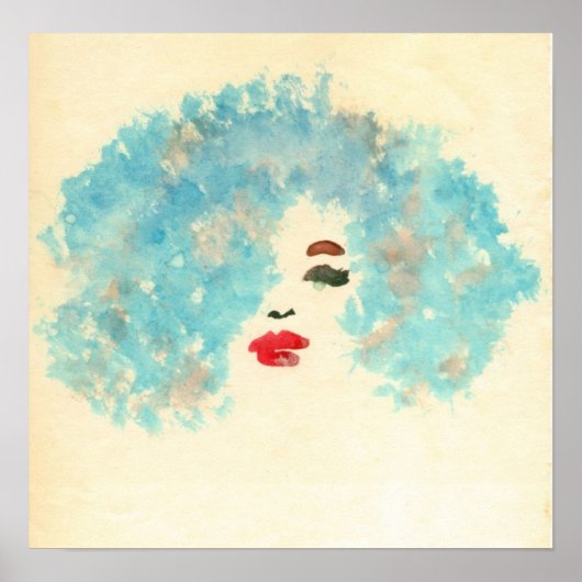 Blauwe meisjesafdrukken poster (Voorkant)