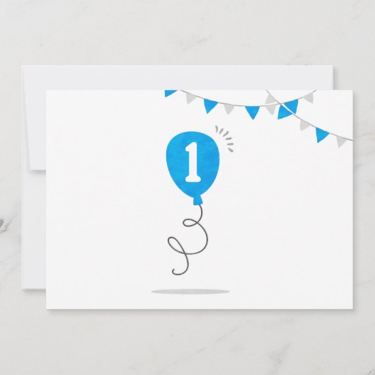 Blauwe Melk en Cookies Eerste verjaardag Minimale Kaart (Achterkant)