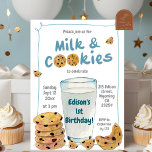 Blauwe melk en koekjes 1e verjaardag jongen kaart<br><div class="desc">Melk en koekjes eerste verjaardag jongen uitnodiging,  bakken een koekje ontbijt kids verjaardagsfeest,  een zoete koekje 1e verjaardag uitnodiging,  melkjongen verjaardagsfeest,  bakken eerste verjaardag uitnodiging,  ontbijt kids verjaardagsfeest,  een zoet jaar cookie verjaardag.</div>