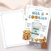 Blauwe melk en koekjes 1e verjaardag jongen kaart