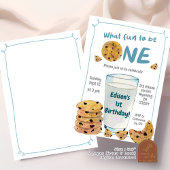 Blauwe melk en koekjes eerste verjaardag kaart