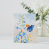 Blauwe melk op Waterverf Delphiniumventiel Briefkaart (Staand voorkant)
