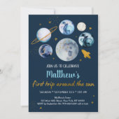 Blauwe melkweg eerste reis rond de zondag kaart (Voorkant)