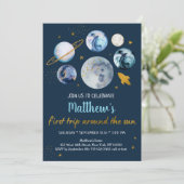 Blauwe melkweg eerste reis rond de zondag kaart (Staand voorkant)