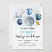 Blauwe melkweg eerste reis rond de zondag kaart (Voorkant)