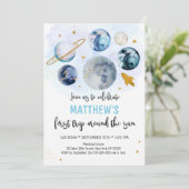 Blauwe melkweg eerste reis rond de zondag kaart (Staand voorkant)