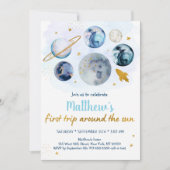 Blauwe melkweg eerste reis rond de zondag kaart (Voorkant)