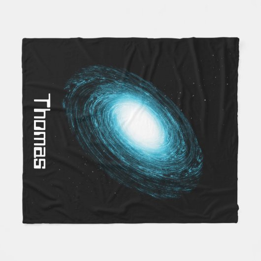 Blauwe Melkweg en Sterren Monogram Fleece Deken (Voorkant (Horizontaal))