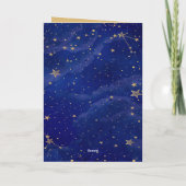 Blauwe melkweg met gouden sterren maakt een witte  kaart (Achterkant)
