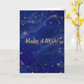 Blauwe melkweg met gouden sterren maakt een witte  kaart (Gele Bloem)