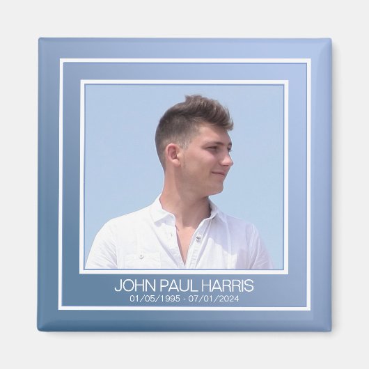 Blauwe Memorial Foto Magneet (Voorkant)