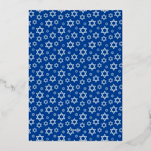 Blauwe Menora Vrede Liefde Licht Fotocollage Goud Folie Feestdagenkaart (Achterkant)