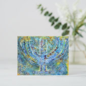 Blauwe Menorah Ansichtkaart Briefkaart (Staand voorkant)
