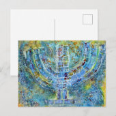 Blauwe Menorah Ansichtkaart Briefkaart (Voorkant / Achterkant)
