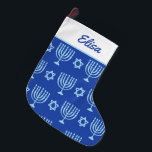 Blauwe Menorah Grote Chanoeka kous Grote Kerstsok<br><div class="desc">Blauwe Menorah Grote Chanoeka kous</div>