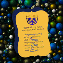 Blauwe Menorah Hanukkah Kaart