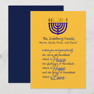 Blauwe Menorah Hanukkah Kaart