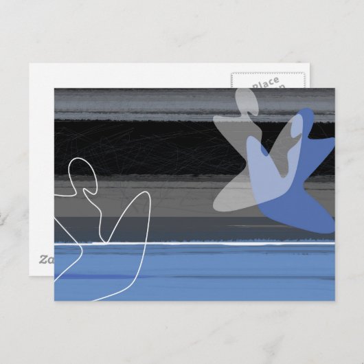 Blauwe mensen briefkaart (Voorkant / Achterkant)