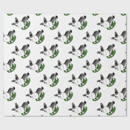 Blauwe merg, Corgi Cardigan. Cadeaupapier (Vlak)