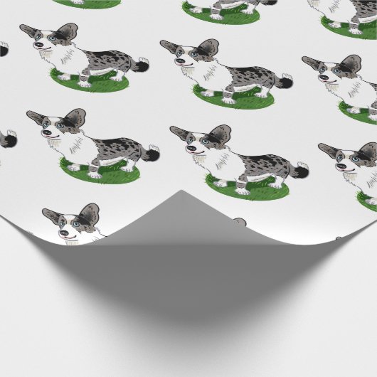 Blauwe merg, Corgi Cardigan. Cadeaupapier (Hoek)