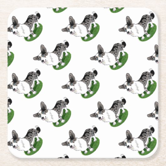 Blauwe merg, Corgi Cardigan. Kartonnen Onderzetters (Voorkant)