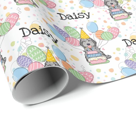 Blauwe Merle Cockapoo Cavapoo Hond Verjaardag Cadeaupapier (Rol Hoek)