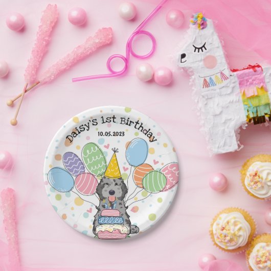 Blauwe Merle Cockapoo Cavapoo Hond Verjaardag Papieren Bordje (Feest)